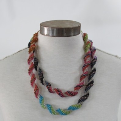 Rainbow Spiral Necklace: glass bead